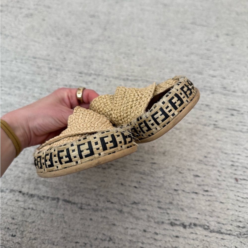 Fendi Women's Zucca FF logo Raffia Sandals - Picture 8 of 10
